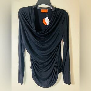 Patrizia Luca Black Cowl Neck Blouse NWT
